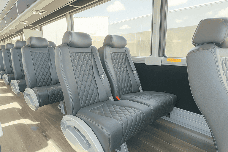 interior of Mobile Shuttle Bus Rentals charter bus